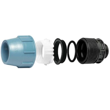 Plastová svěrná spojka - tvarovka 1"x32mm přechodka  na 1" vnější trubkový závit