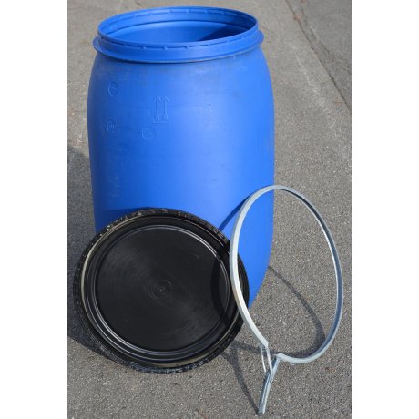 sud plastový 220L pákový uzávěr modrý  www.nadrze.navsechno.cz