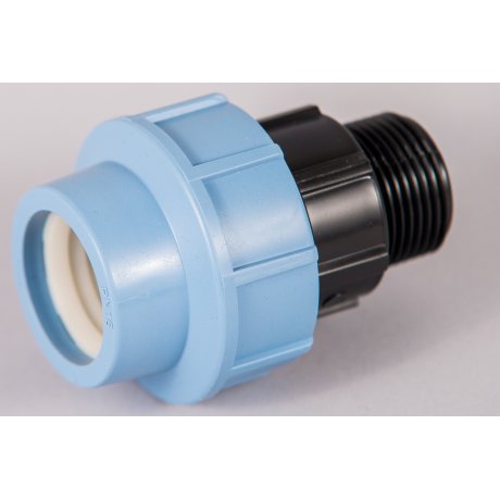 Plastová svěrná spojka - tvarovka 1"x32mm přechodka  na 1" vnější trubkový závit