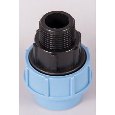 Plastová svěrná spojka - tvarovka 1"x32mm přechodka  na 1" vnější trubkový závit