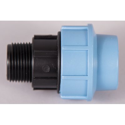 Plastová svěrná spojka - tvarovka 1"x32mm přechodka  na 1" vnější trubkový závit