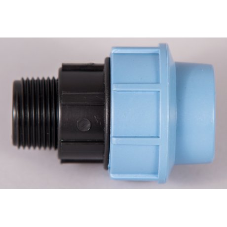 Plastová svěrná spojka - tvarovka 1"x32mm přechodka  na 1" vnější trubkový závit