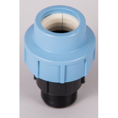 Plastová svěrná spojka - tvarovka 1"x32mm přechodka  na 1" vnější trubkový závit