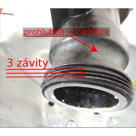 Víčko na IBC nádrže DN 50 camlock s jemnými 3 závity 57mm