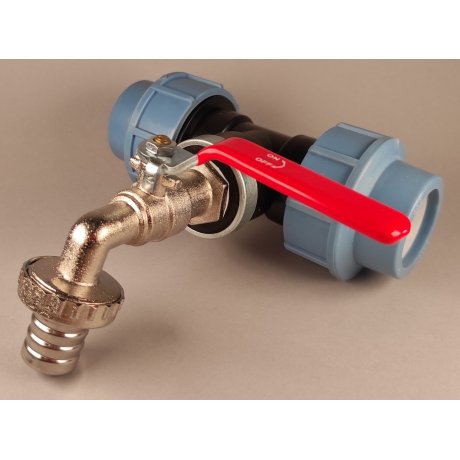 kompresní spojka s mosazným kohoutem