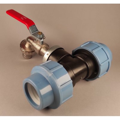 kompresní spojka s mosazným kohoutem