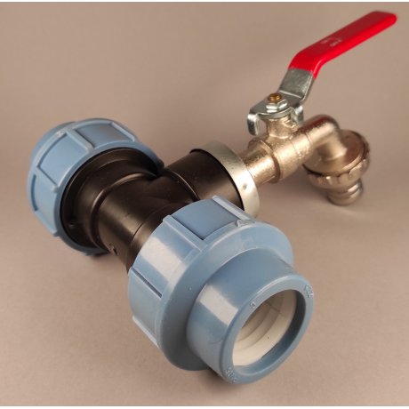 kompresní spojka s mosazným kohoutem