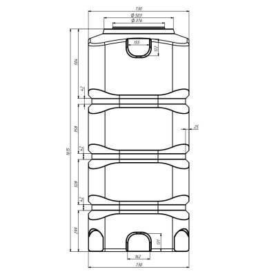 Самонесущий пластиковый бак 750л BK-750