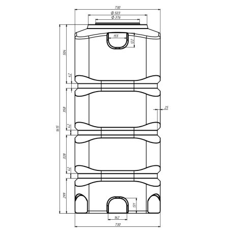 Самонесущий пластиковый бак 750л BK-750