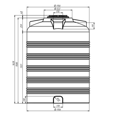 Самонесущий пластиковый резервуар емкостью 1500 л.