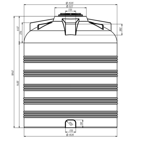 3.000l selvbærende plasttank