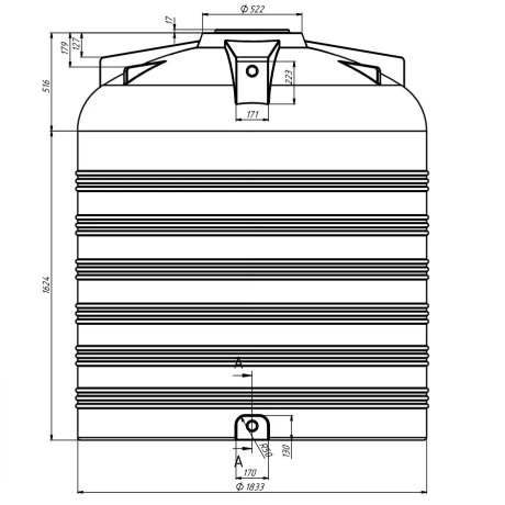 Самонесущий пластиковый резервуар емкостью 5000 л.